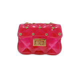 Rhinestone Stud Quilted Jelly Purse