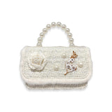 Fur Trim Tweed Purse