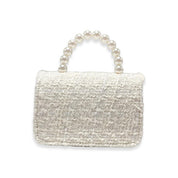 Ivory Fur Trim Tweed Purse