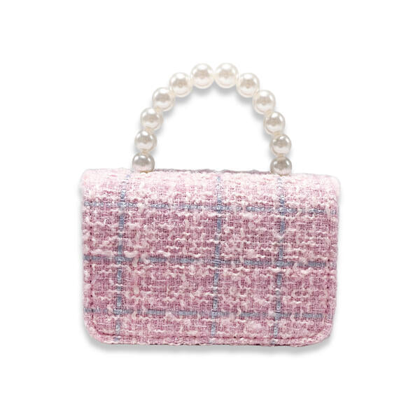 Pink Fur Trim Tweed Purse