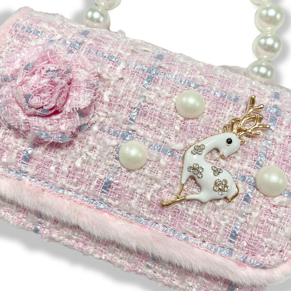 Pink Fur Trim Tweed Purse - doe a dear