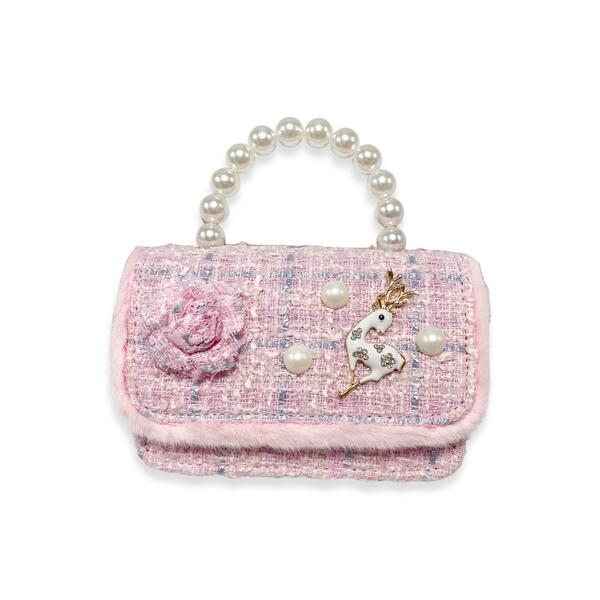 Pink Fur Trim Tweed Purse - doe a dear