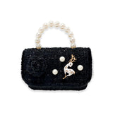 Fur Trim Tweed Purse