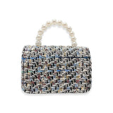 Blue Floral Charms Tweed Purse