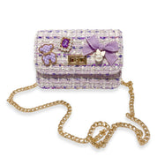 Purple Teddy & Bow Tweed Purse - doe a dear