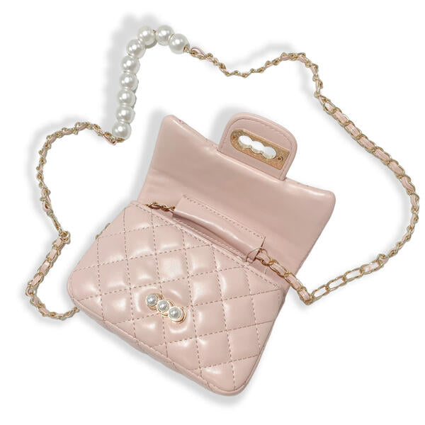 Pink Pearl Closure Quilted Purse - doe a dear