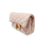 Pink Pearl Closure Quilted Purse