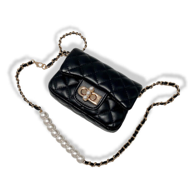 Black Pearl Closure Quilted Purse - doe a dear