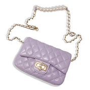 Purple Pearl Closure Quilted Purse