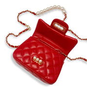 Red Pearl Closure Quilted Purse - doe a dear