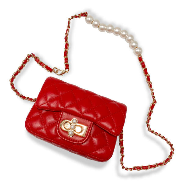 Red Pearl Closure Quilted Purse - doe a dear