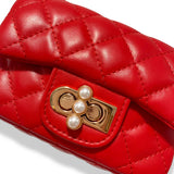 Red Pearl Closure Quilted Purse