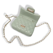 Green Pearl Closure Quilted Purse