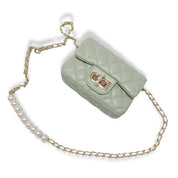 Green Pearl Closure Quilted Purse - doe a dear