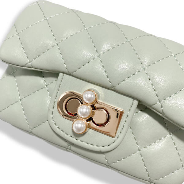 Green Pearl Closure Quilted Purse - doe a dear