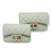 Green Pearl Closure Quilted Purse - doe a dear