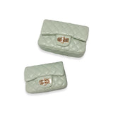 Green Pearl Closure Quilted Purse