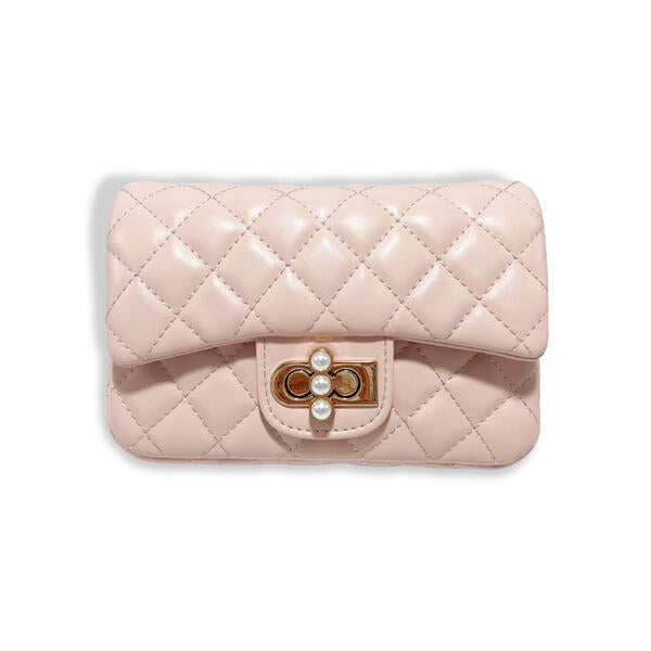 Pink Pearl Closure Quilted Purse - doe a dear