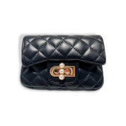 Black Pearl Closure Quilted Purse - doe a dear