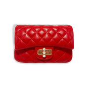 Red Pearl Closure Quilted Purse - doe a dear