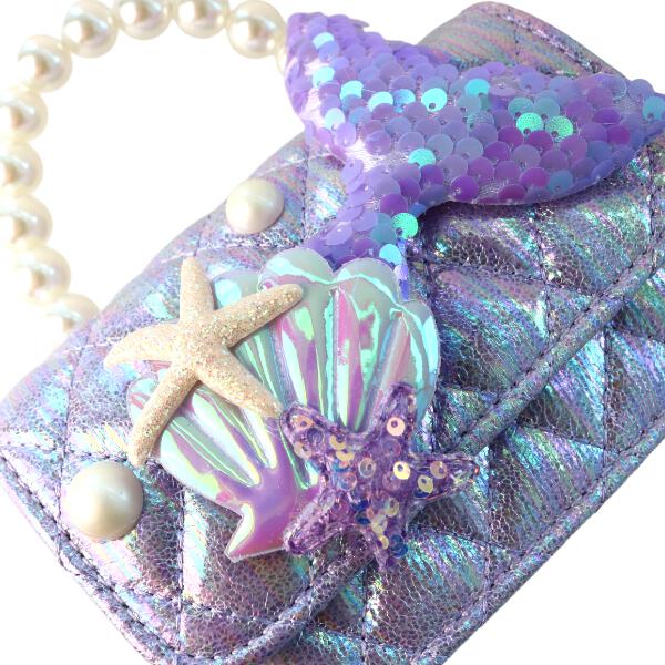 Purple Mermaid Shiny Quilted Purse