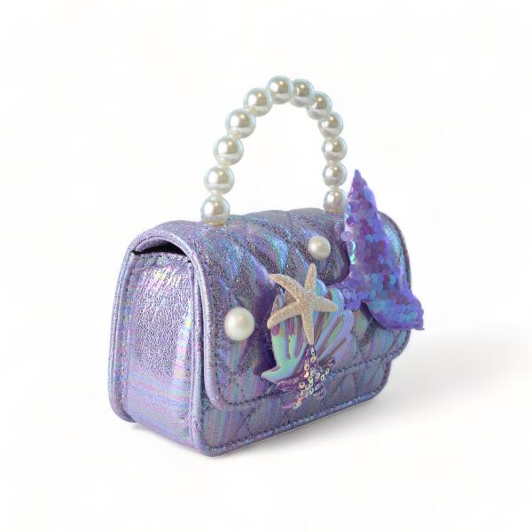 Purple Mermaid Shiny Quilted Purse - doe a dear