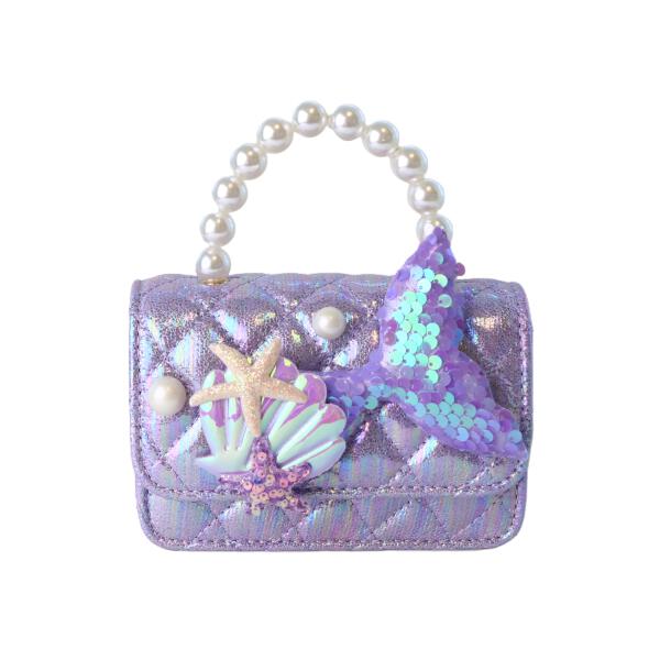 Purple Mermaid Shiny Quilted Purse - doe a dear