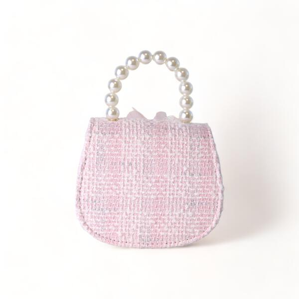 Pink Feather Floral Tweed Purse - doe a dear