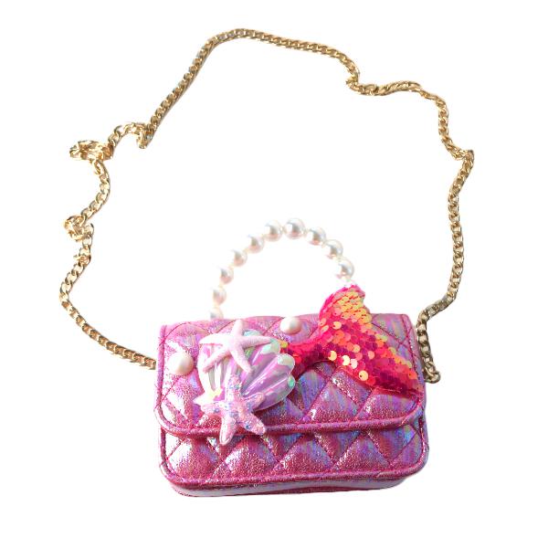 Fuchsia Mermaid Shiny Quilted Purse - doe a dear