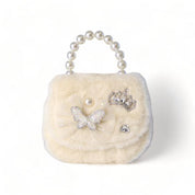 Cream Butterfly Furry Purse - doe a dear