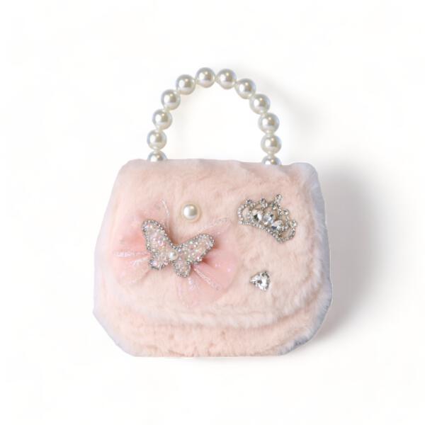 Pink Butterfly Furry Purse - doe a dear