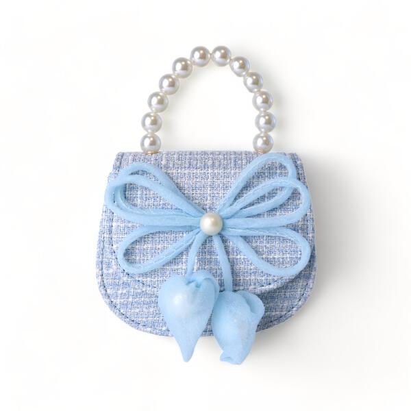 Blue Bowtie Tweed Purse - doe a dear