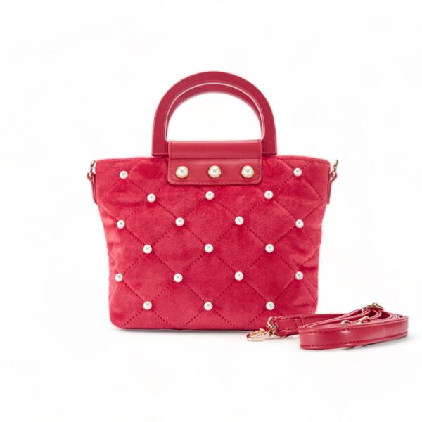 Pearls Quilted Velvet Bag - Wine - doe a dear