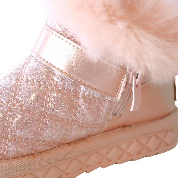 Pink Fur Trim Quilted Boot - doe a dear