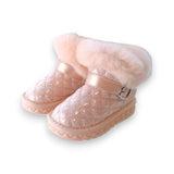 Pink Fur Trim Quilted Boots