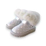Silver Fur Trim Quilted Boots