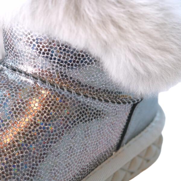 Silver Fur Trim Glitter Boot - doe a dear