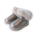 Silver Fur Trim Glitter Boots