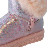 Pink Fur Trim Glitter Boot