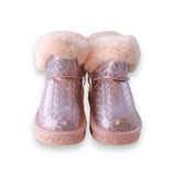 Pink Fur Trim Glitter Boot