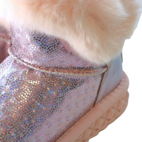 Pink Fur Trim Glitter Boot