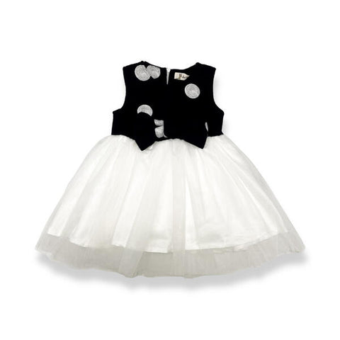 Black and White Polka Dot Wooly Tulle Dress