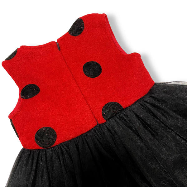 Red and Black Polka Dot Wooly Tulle Dress - doe a dear