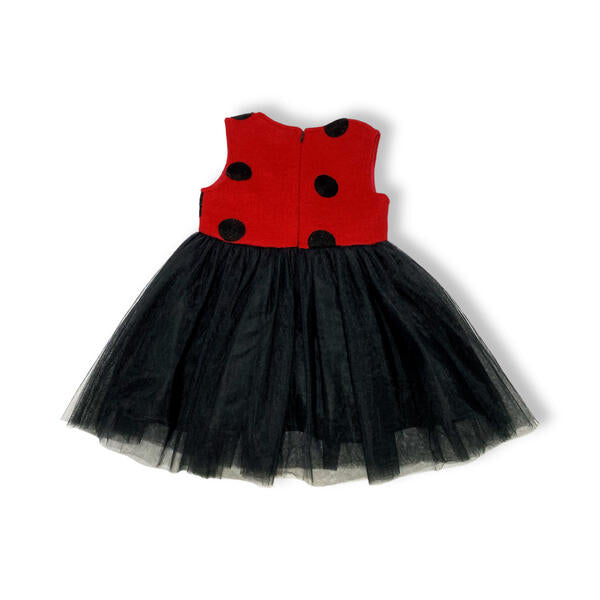 Red and Black Polka Dot Wooly Tulle Dress - doe a dear