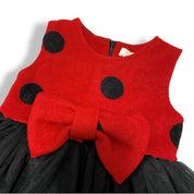 Red and Black Polka Dot Wooly Tulle Dress - doe a dear