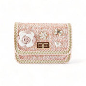 Floral Brooch Tweed Purse - Pink - doe a dear