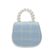 Blue Feather Floral Tweed Purse