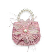 Fuchsia Feather Floral Tweed Purse - doe a dear