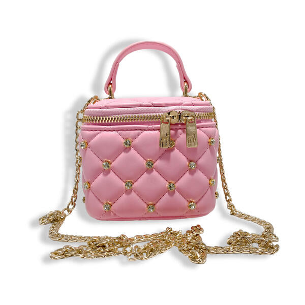 Dark Pink Embellished Vanity Quilted Purse - doe a dear