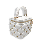 White Embellished Vanity Quilted Purse - doe a dear